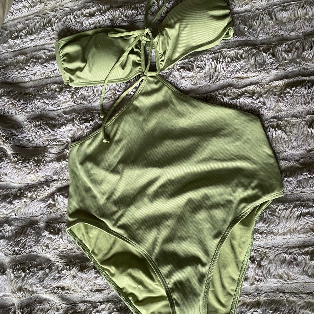Green one piece bathing suit